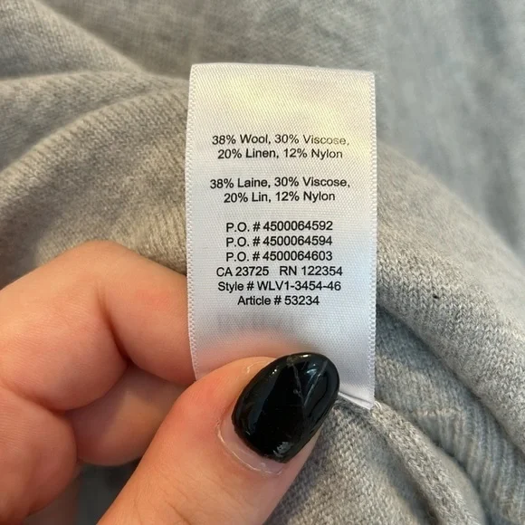 Aritzia Babaton Baylor Wool V-Neck Long Sleeve Grey Sweater Size XXS/XS - Picture 7 of 7